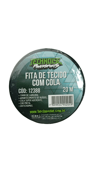 FITA DE TECIDO COM COLA 20M X 19MM PRETA TECHNOISE