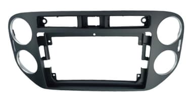 MOLDURA 9" VW TIGUAN 2012 / 2017 PARA BOTAO DE ALERTA QUADRADO 23MM PRETO FOSCO COM DETALHES PRATA A