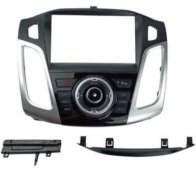 MOLDURA 9" FORD FOCUS 2014 / 2019 ANGULO DE TELA NAO REFLEXIVEL PRETO FOSCO COM DETALHES EM PRATA AI