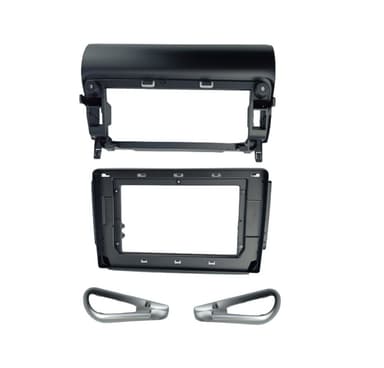 MOLDURA 10.1" PEUGEOT 2008 208 2014 / 2020 PRETO FOSCO COM DETALHES PRATA AIKON