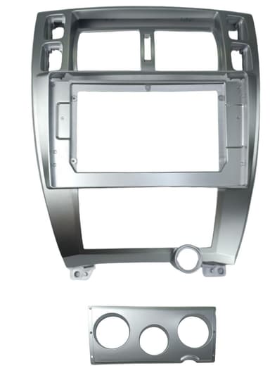 MOLDURA 10.1" HYUNDAI TUCSON 2006 / 2016 A/C DIGITAL COM MOLDURA PARA A/C ANALOGICO PRATA AIKON