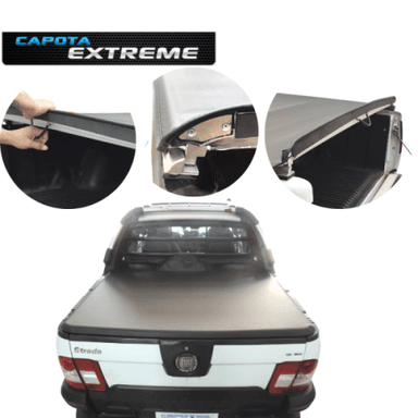 CAPOTA MARITIMA STRADA CAB. DUPLA 1997 A 2013 C/ ESTEPE E C/ GANCHOS LOCK SYSTEM