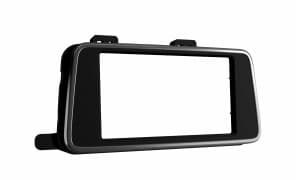 MOLDURA 7" NISSAN VERSA 2021 EM DIANTE PRETA FOSCA COM FRISO PRATA