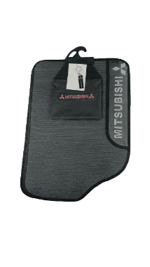 TAPETE BORRACHA 4PCS 1 LOGO MITSUBISHI C/ LIXEIRA E CHAVEIRO PERSONALIZADO