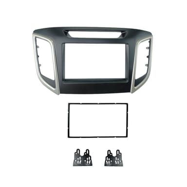MOLDURA PAINEL 2 DIN HYUNDAI CRETA 2016 > COMPLETA PRETO PRATA JAPONES CHINES