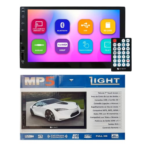 Central multimidia mp5 2 din 7" light