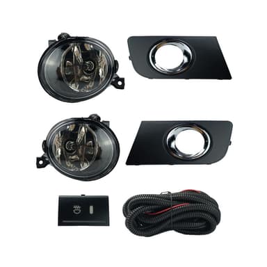 FAROL DE MILHA AMAROK 2010 / 2015 MOLDURA PRETA ARO CROMADO BOTAO MODELO ORIGINAL
