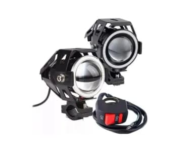 FAROL DE LED PARA MOTO AZUL 27W PAR C/ CHAVE LIGA /  DESLIGA RAYX