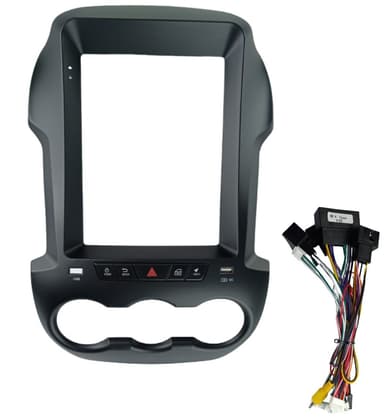 MOLDURA TESLA 9.7" COM CHICOTE / CANBOX RANGER 2012 / 2015 PRETO FOSCO 2 MIX