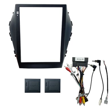 MOLDURA TESLA 9.7" COM CHICOTE / CANBOX SANTA FE 2014/2019 PRETO FOSCO 2 MIX
