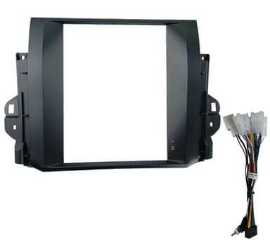 MOLDURA TESLA 9.7" COM CHICOTE DE LIGACAO SW4 / HILUX 2017 / 2021 PRETO FOSCO A/C ANALOGICO 2 MIX