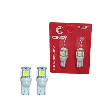 LAMPADA LED PINGAO T10 5 LEDS 5050 BRANCA STROBO 12V PAR CINOY