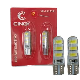 LAMPADA LED PINGAO T10 6 LEDS 12V SILICONE CANCELER BRANCO
