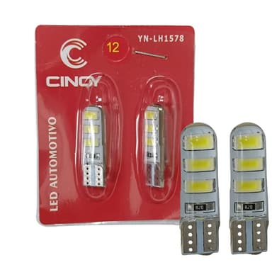 LAMPADA LED PINGAO T10 6 LEDS 12V SILICONE CANCELER BRANCO