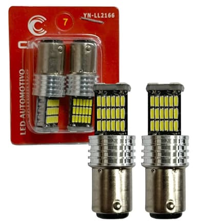 LAMPADA LED 2 POLOS 45 LEDS SMD BRANCO BASE BA15D P21W 1157 PAR CINOY