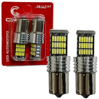 LAMPADA LED 1 POLO 45 LEDS SMD BRANCO BASE BA15D P21W 1157 PAR CINOY