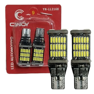 LAMPADA LED PINGAO 45 LEDS SMD BRANCO BASE T15 P6W PAR CINOY