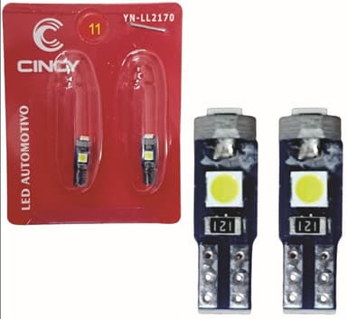 LAMPADA LED PINGUINHO CANBUS 3 LEDS 3030 SMD BASE T5 P3W 12V PAR CINOY