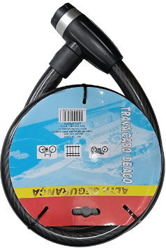 TRAVA CABO DE ACO CADEADO ANTI FURTO 25MM MOTO BIKE ESTEPE C/ 2 CHAVE TETRA CINOY