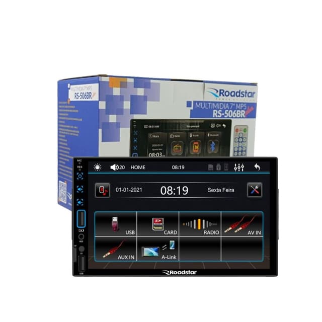 Central multimidia 7" roadstar mp5 esp/botão remanufaturado