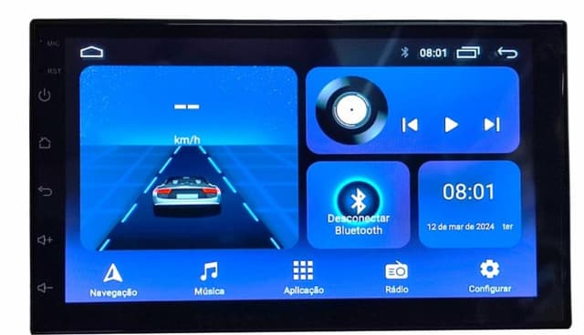 Central multimidia android 2 din 7" 2/32g c/ carplay e android auto
