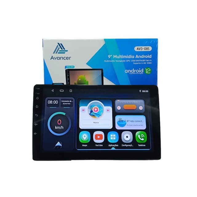 Central multimidia android 2 din 9" wifi/gps/fullhd